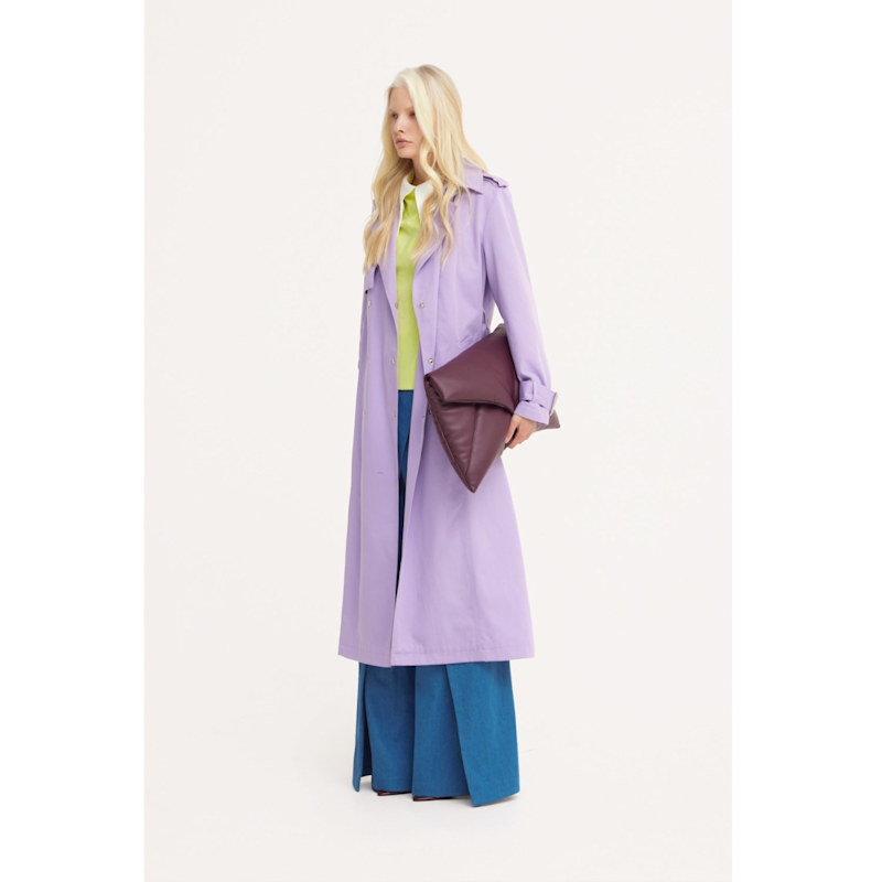 Thumbnail of Belted Classic Longline Trench Coat – Lilac image