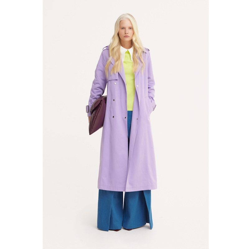 Thumbnail of Belted Classic Longline Trench Coat – Lilac image