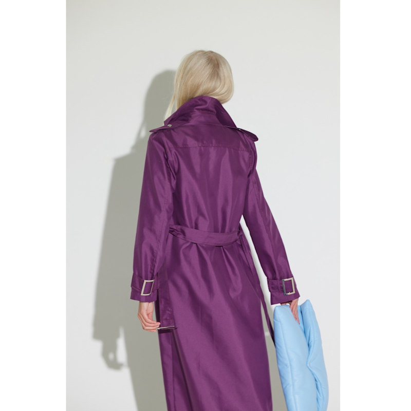 Thumbnail of Belted Classic Longline Trench Coat - Purple image