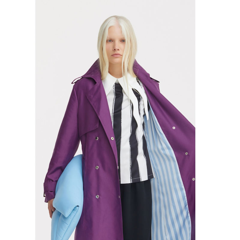 Thumbnail of Belted Classic Longline Trench Coat - Purple image