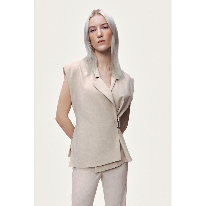 Thumbnail of Ivory Belted Double-Breasted Vest image