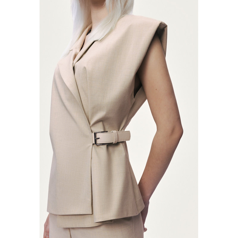 Thumbnail of Ivory Belted Double-Breasted Vest image