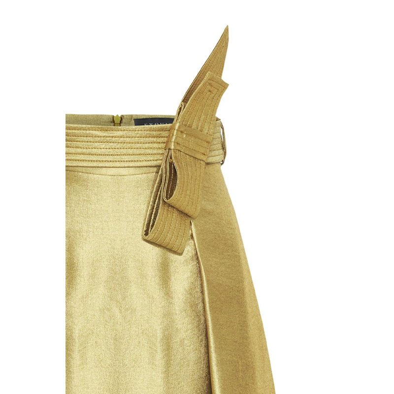Thumbnail of Belted Gold Midi Skirt – Light Yellow image
