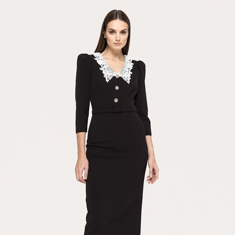 Thumbnail of Belted Midi Dress Black image