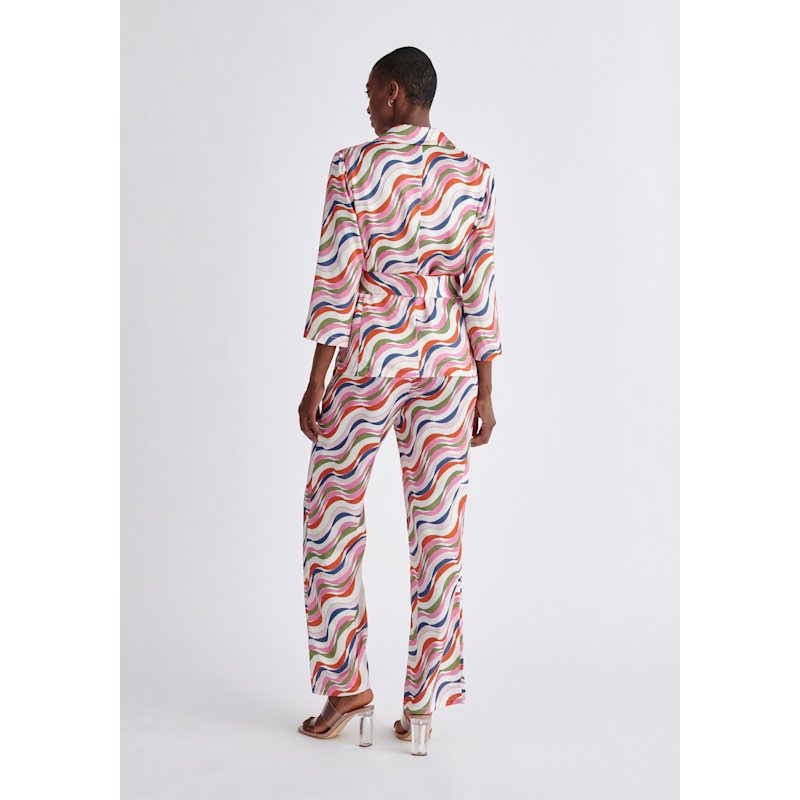 Thumbnail of Belted Wave Print Blazer - Pink Multi image