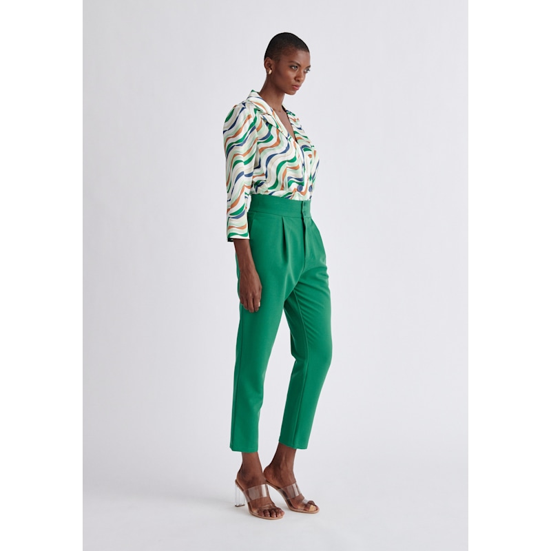 Thumbnail of Belted Wave Print Blazer - Multicolour image