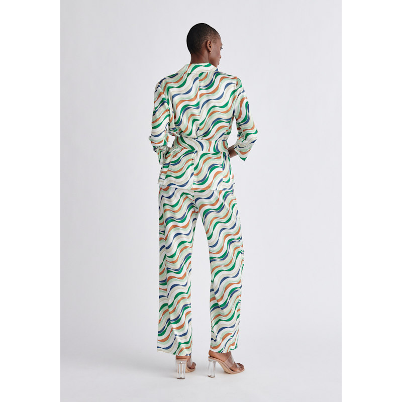 Thumbnail of Belted Wave Print Blazer - Multicolour image