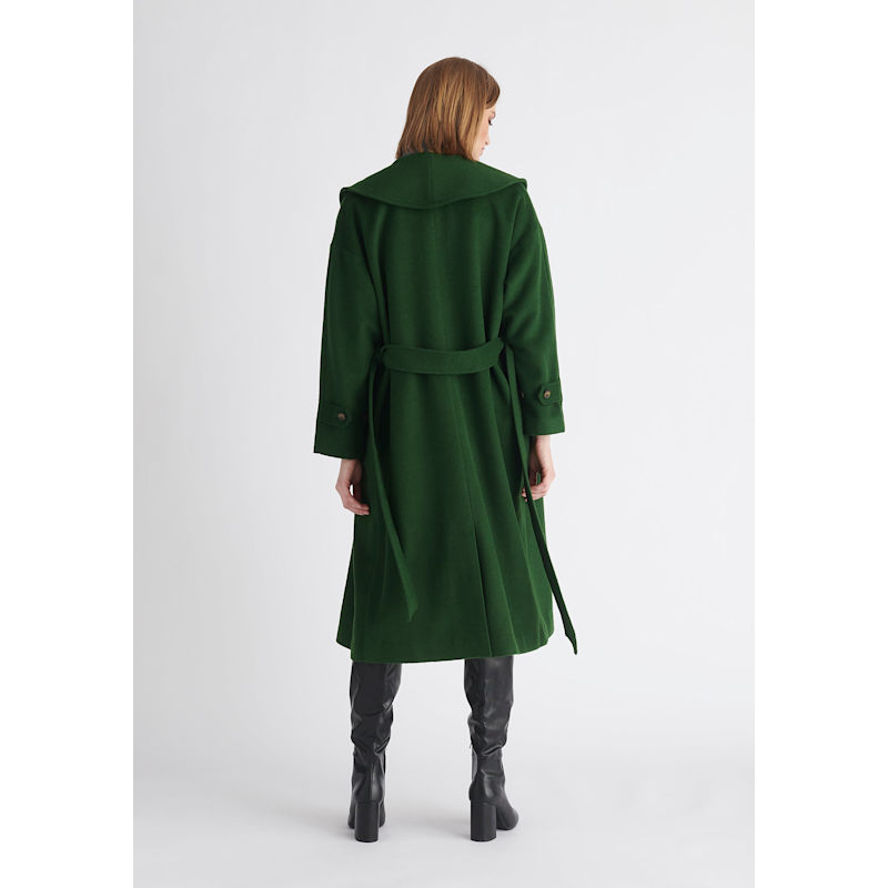3532 Green Folded Collar Wool Coat