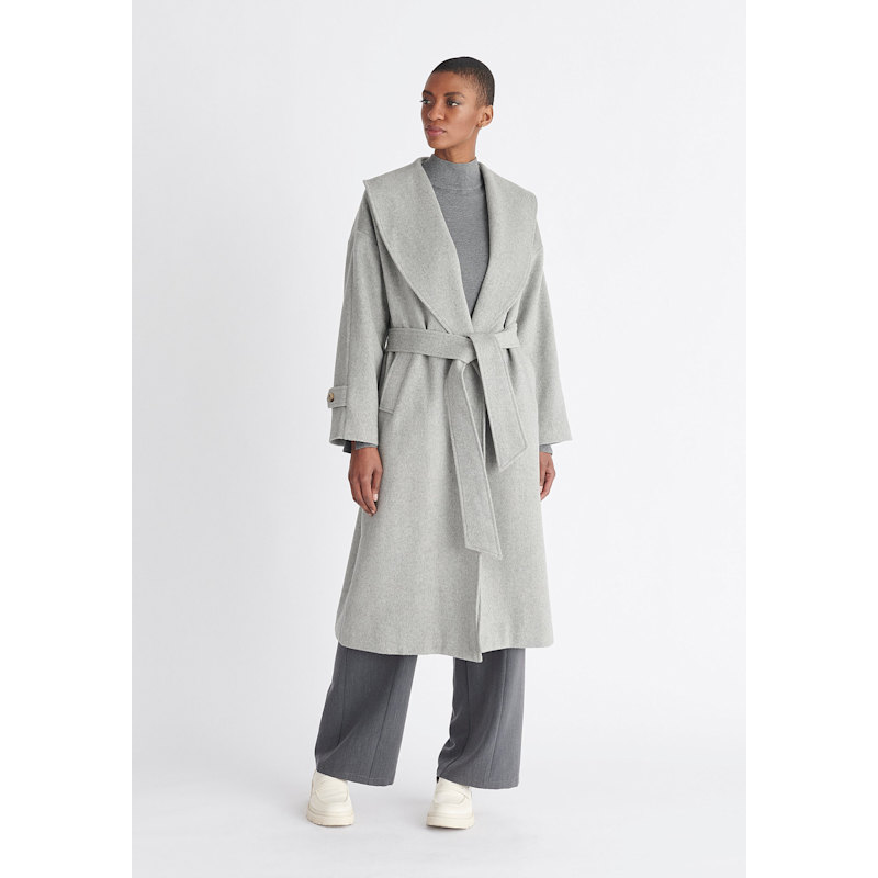 Gray Polka Dot Lambswool Coat