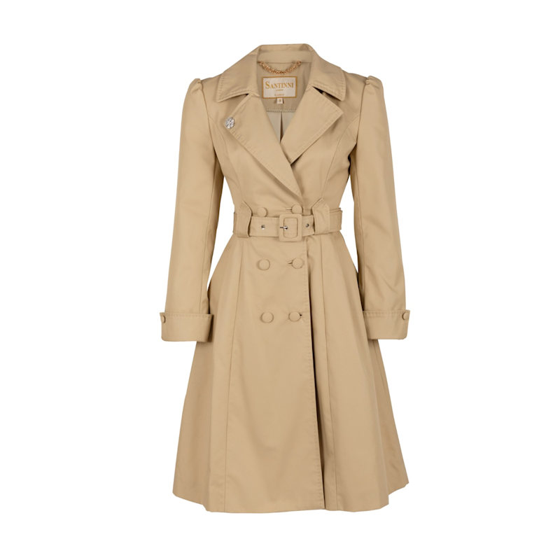 Bergman Cotton Gaberdine Dress Trench Coat In Cammello | Santinni