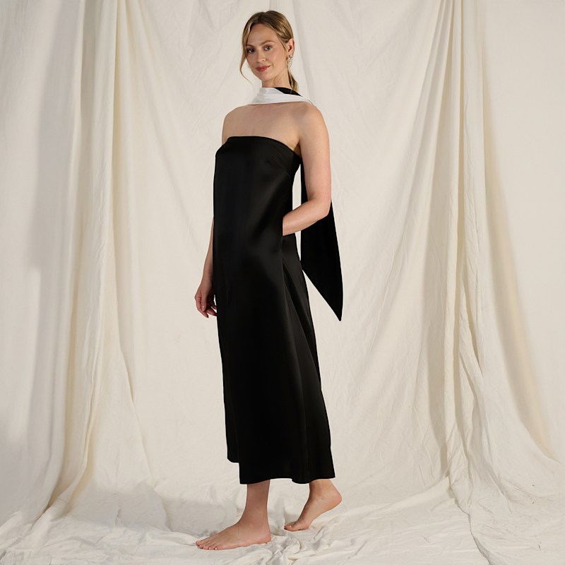 Beth Silk Bandeau Dress - Black | The Summer Edit | Wolf & Badger