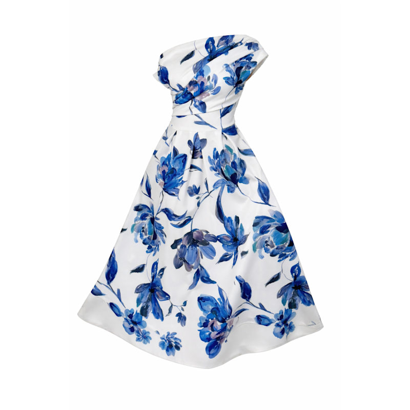 Betty Asymmetric Floral Print Midi Dress Blue by Girl In Mind