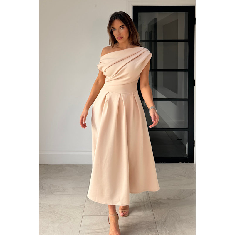 betty midi dress Betty in Printed Satin Midi Dress Fit and Flare