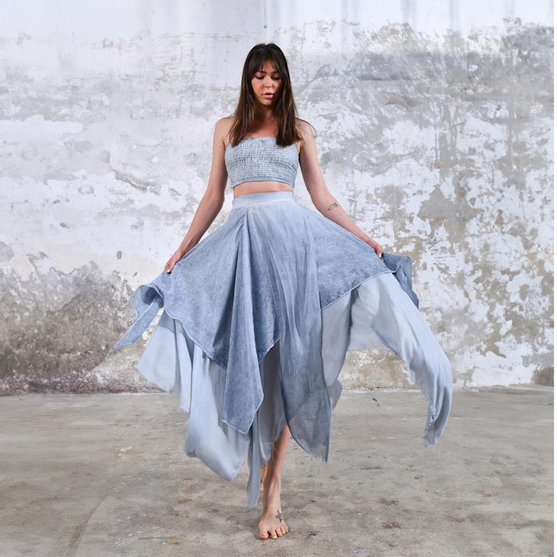 Thumbnail of Bia Skirt Baby Blue - Boho Maxi Skirt image