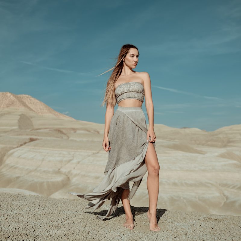 Thumbnail of Bia Skirt Light Gray - Boho Maxi Skirt image