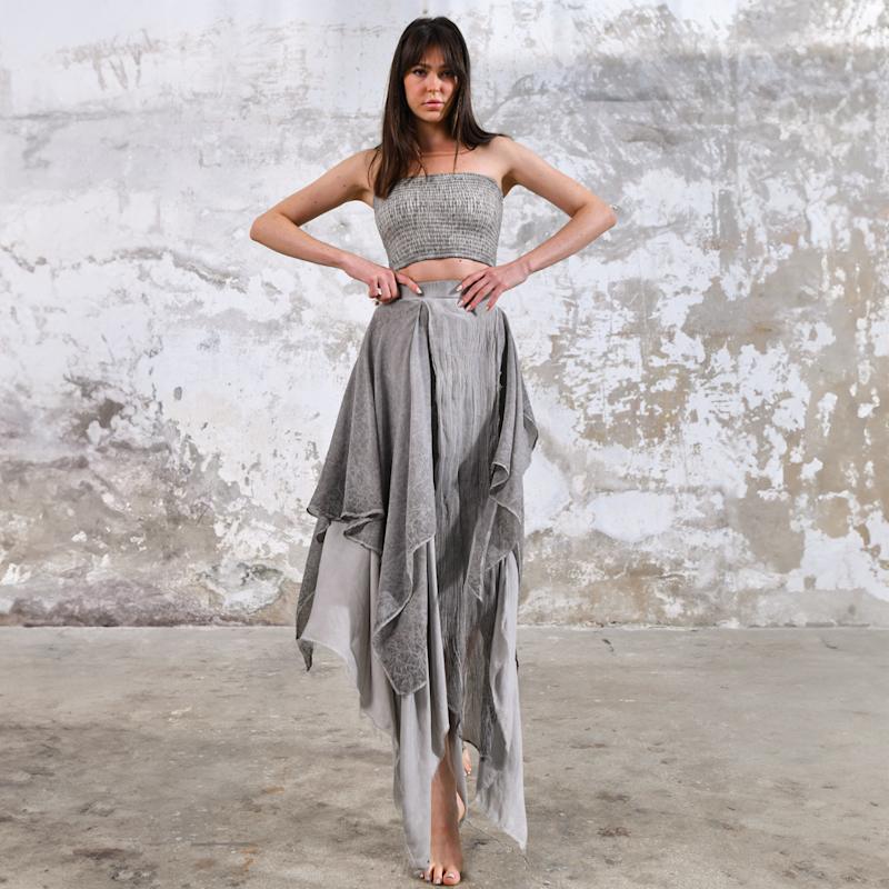 Thumbnail of Bia Skirt Light Gray - Boho Maxi Skirt image