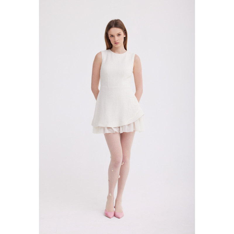 Thumbnail of Bianca White Textured Mini Dress image