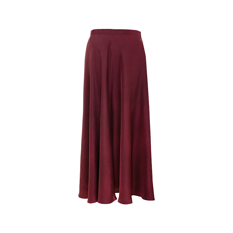 Thumbnail of Bias Cut Silk Maxi Skirt Burgundy - The Maria image