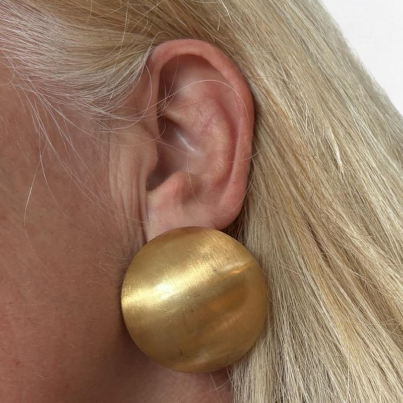 Thumbnail of Big Brushed Gold Stud Earrings image