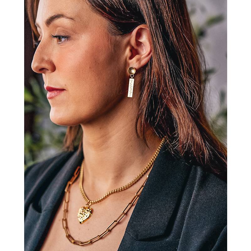 Thumbnail of Rectangle Floral Dangle Earrings image