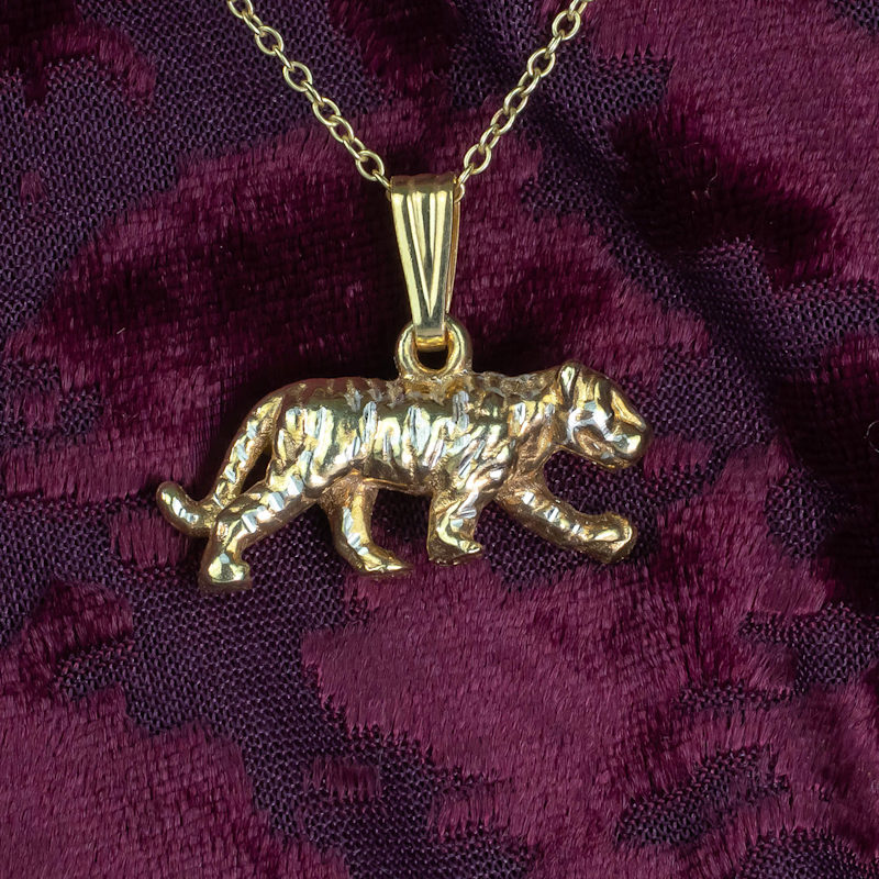 Thumbnail of Big Tiger Prowling Pendant Eighteen Carat Gold On Solid Sterling Silver image