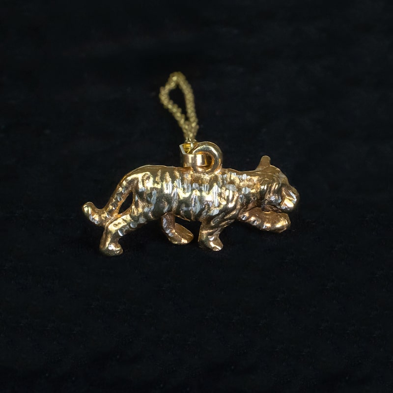 Thumbnail of Big Tiger Prowling Pendant Eighteen Carat Gold On Solid Sterling Silver image