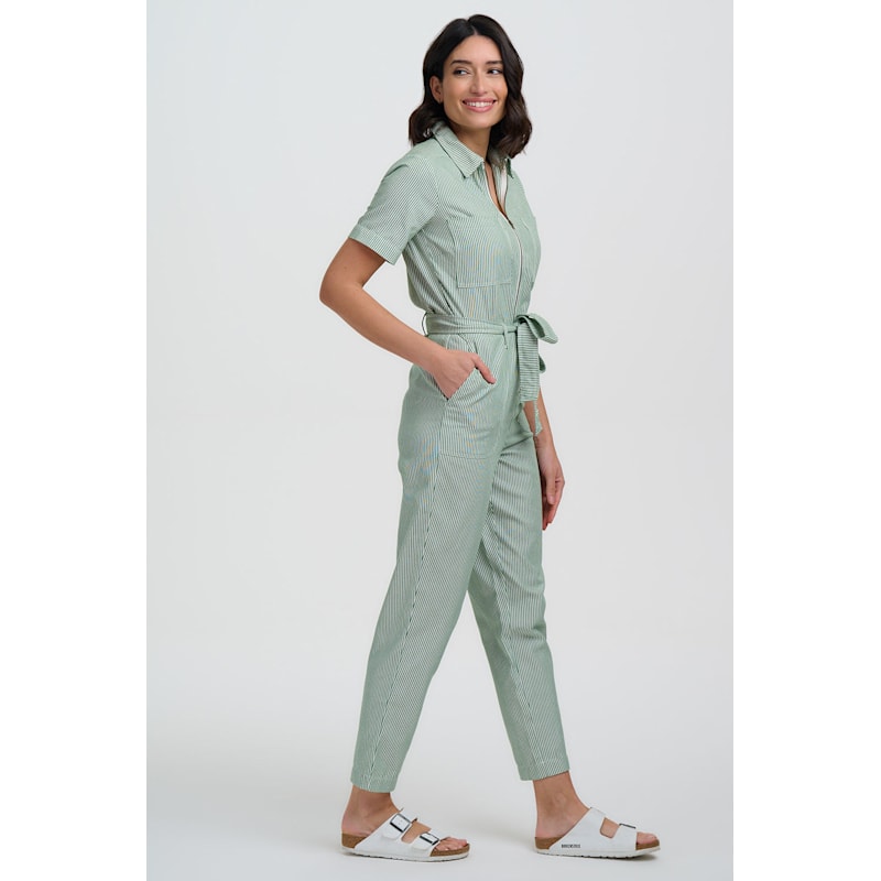 Thumbnail of Billy Boilersuit Green, White, Narrow Stripe image