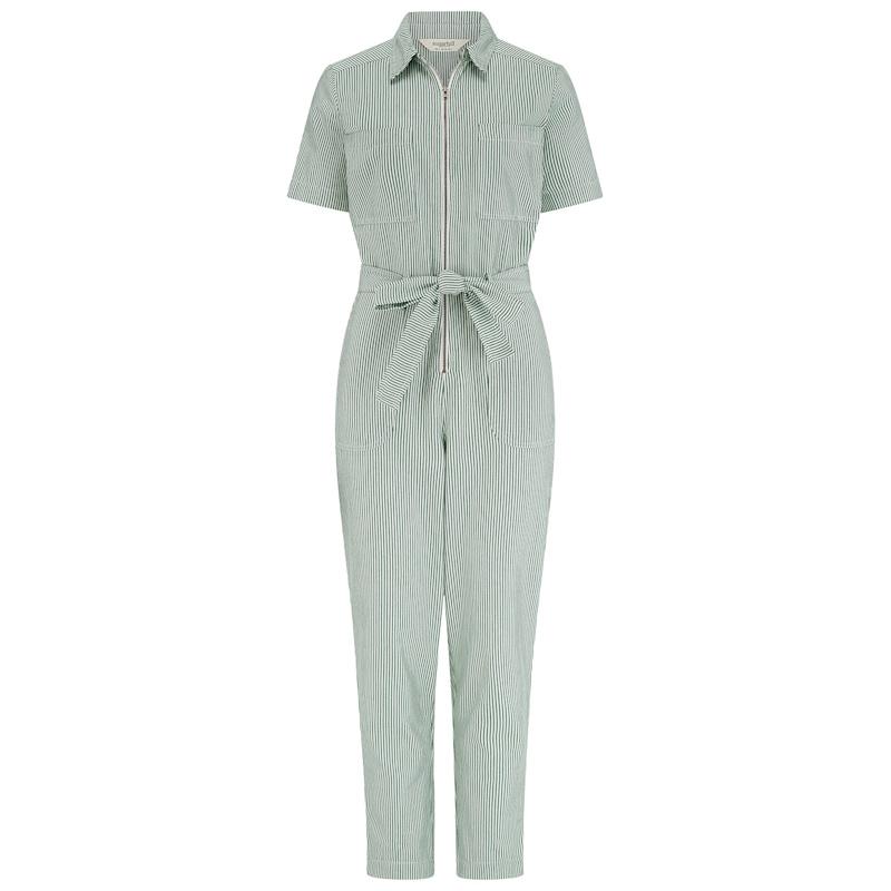 Thumbnail of Billy Boilersuit Green, White, Narrow Stripe image