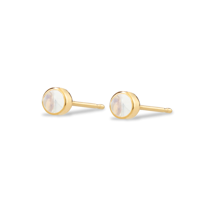 Thumbnail of Birthstone Stud - Yellow Gold Moonstone - June image