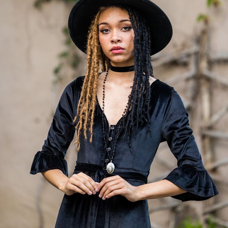 Women's Black Velvet Dressing Gown | Extra Small | Jennafer Grace