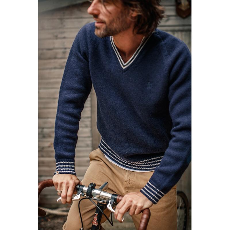 Old Navy Blue Blue School Sweater &Sons Old School V-Neck Jumper