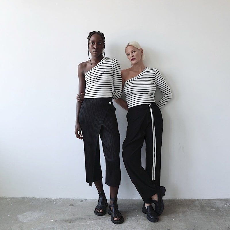 Thumbnail of Black Accordion Pleated Trousers With Wrap Detail image