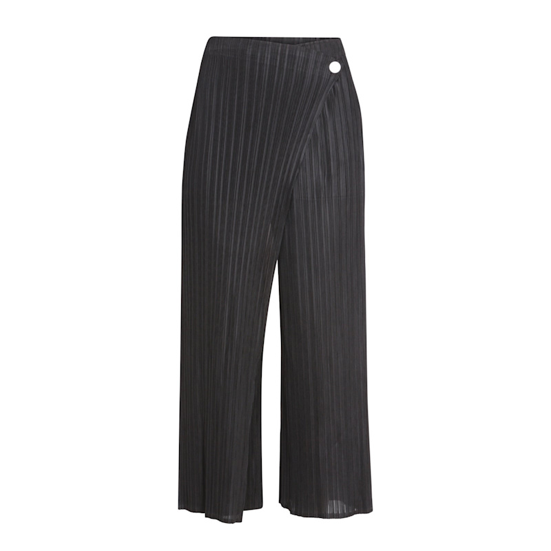 Thumbnail of Black Accordion Pleated Trousers With Wrap Detail image