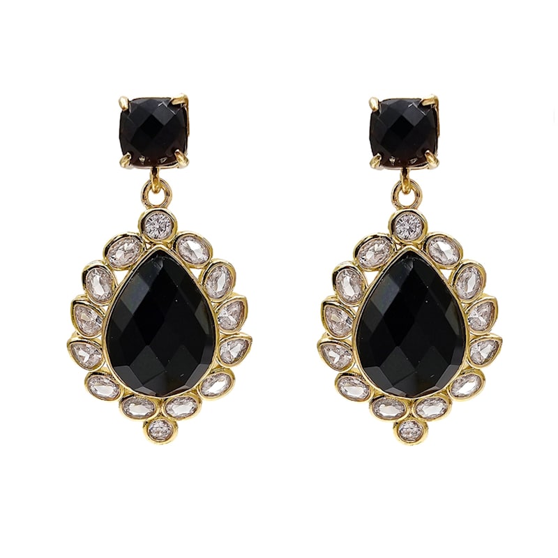 Thumbnail of Black Agate Settings Statement Earrings image