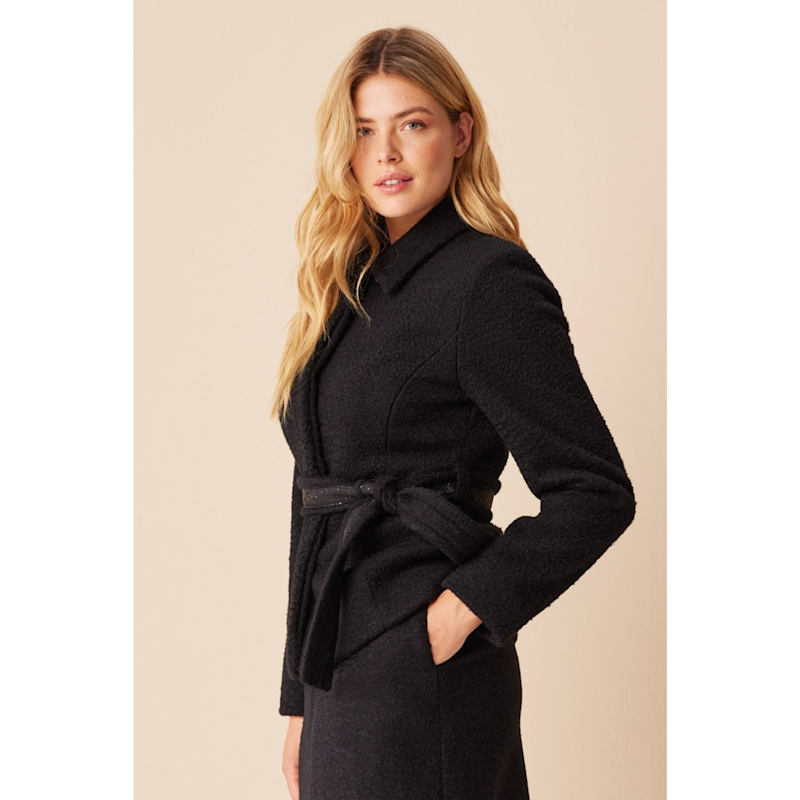 Thumbnail of Black Belted Bouclé Jacket image