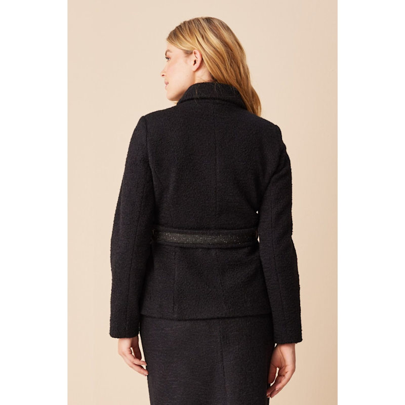 Thumbnail of Black Belted Bouclé Jacket image