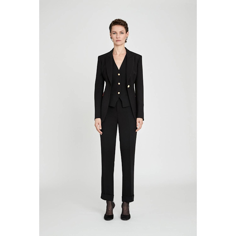 The Extreme Collection Single-button Women Blazer With Gold Details - Black
