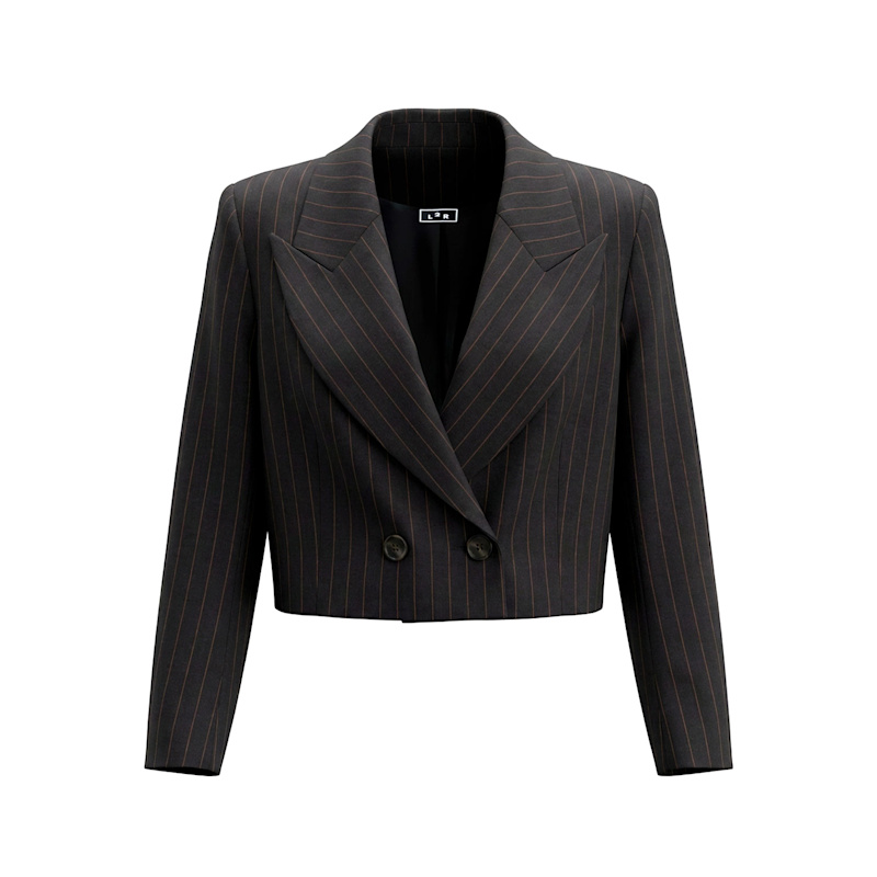 Thumbnail of Black & Brown Cropped Double Breasted Blazer image