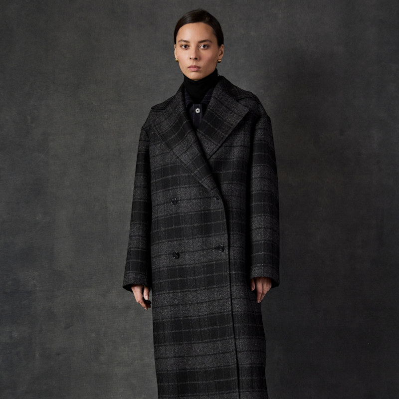 Thumbnail of Black & Charcoal Check Ciara Oversized Coat image