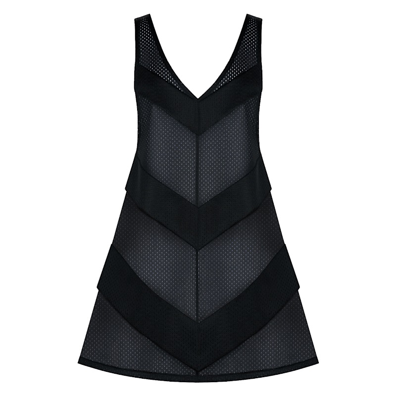 Kim Foley Chevron Beach Cover-up Athletic Mesh Dress - Black
