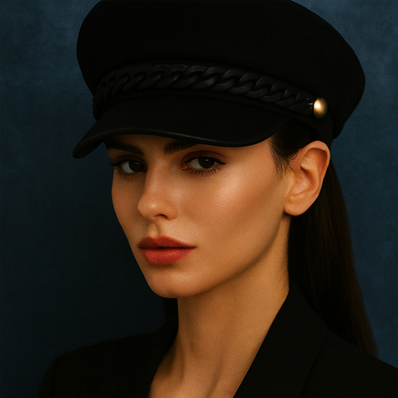 Thumbnail of Black Chunky Chain Baker Boy Hat image