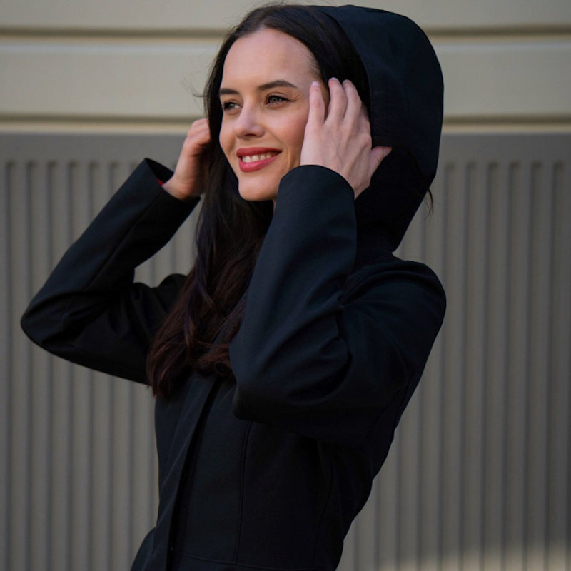 Thumbnail of Black Coat With Red Lining: Raven Red image