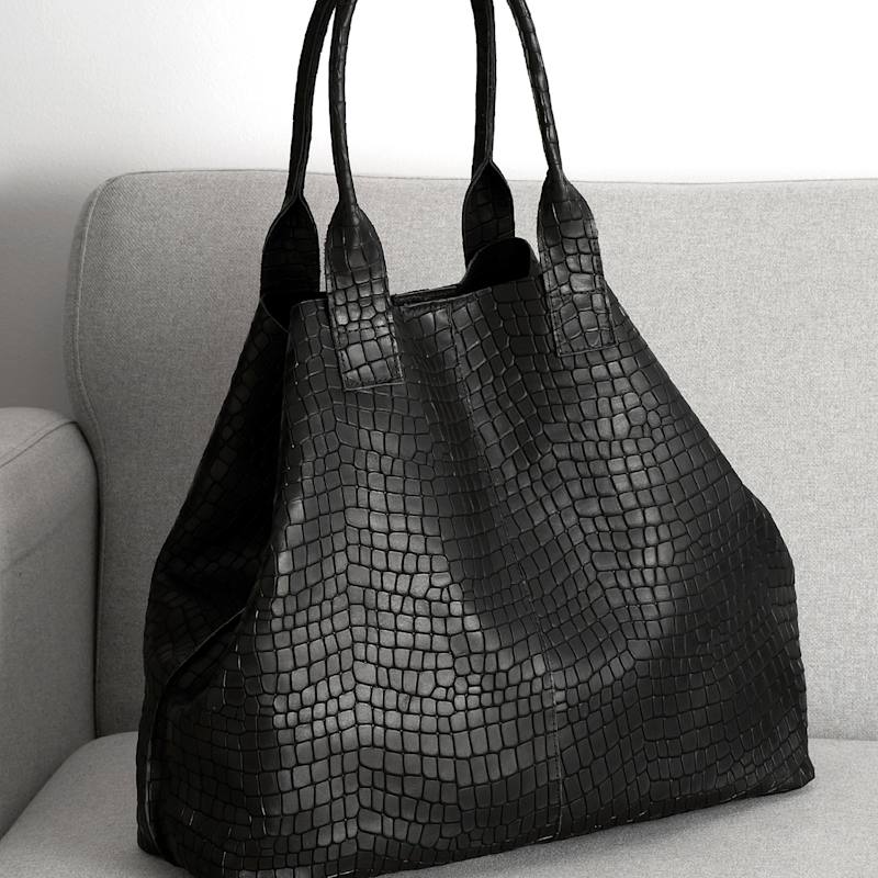 Thumbnail of Black Croc Embossed Extra Large Tote Bag - Maxi image