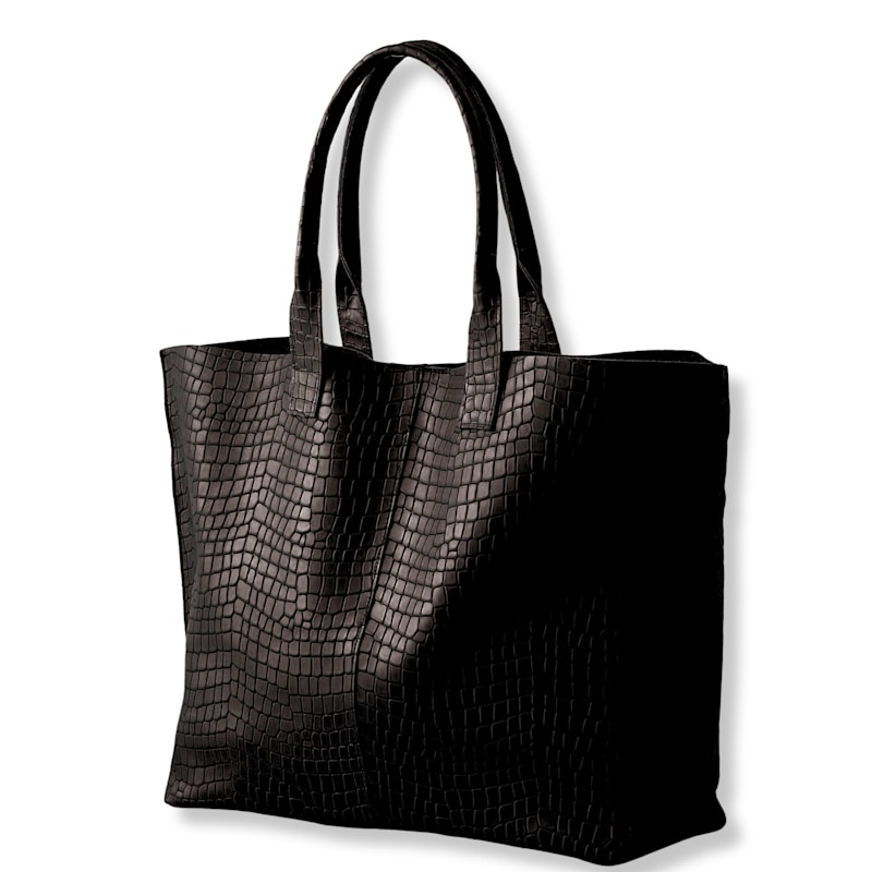 Thumbnail of Black Croc Embossed Extra Large Tote Bag - Maxi image