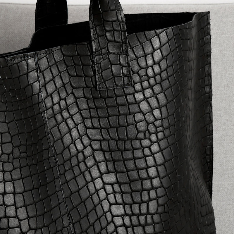 Thumbnail of Black Croc Embossed Extra Large Tote Bag - Maxi image