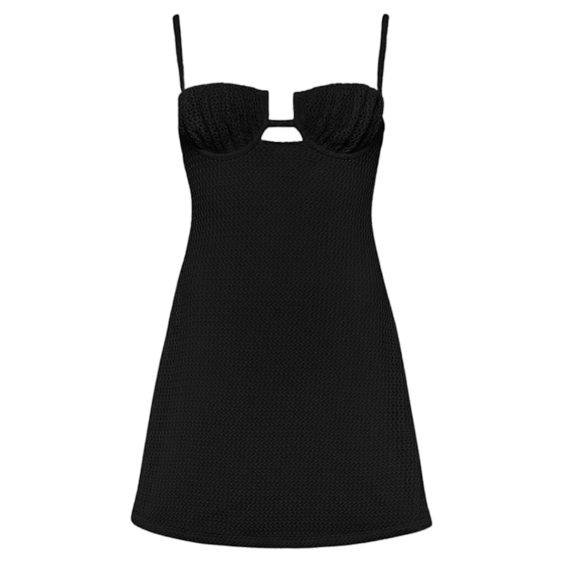 black slip dress short Black Velvet Silk Slip Mini Dress – Silky Miracle main image 1