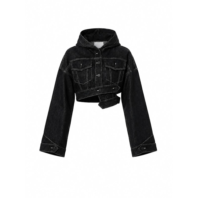 Thumbnail of Jacket Cropped Hooded Denim Black image