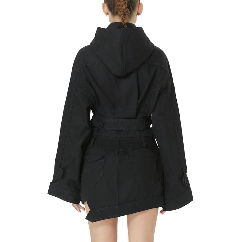 Thumbnail of Jacket Cropped Hooded Denim Black image