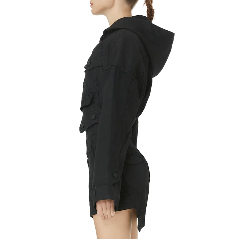 Thumbnail of Jacket Cropped Hooded Denim Black image