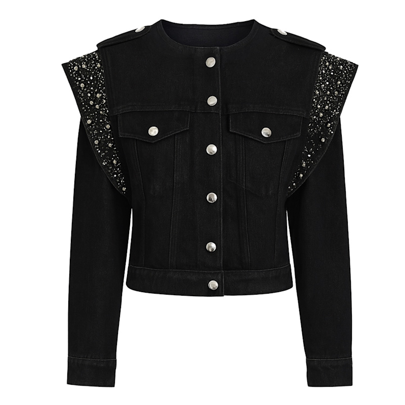 Thumbnail of Black Embellished Shoulder Denim Jacket image